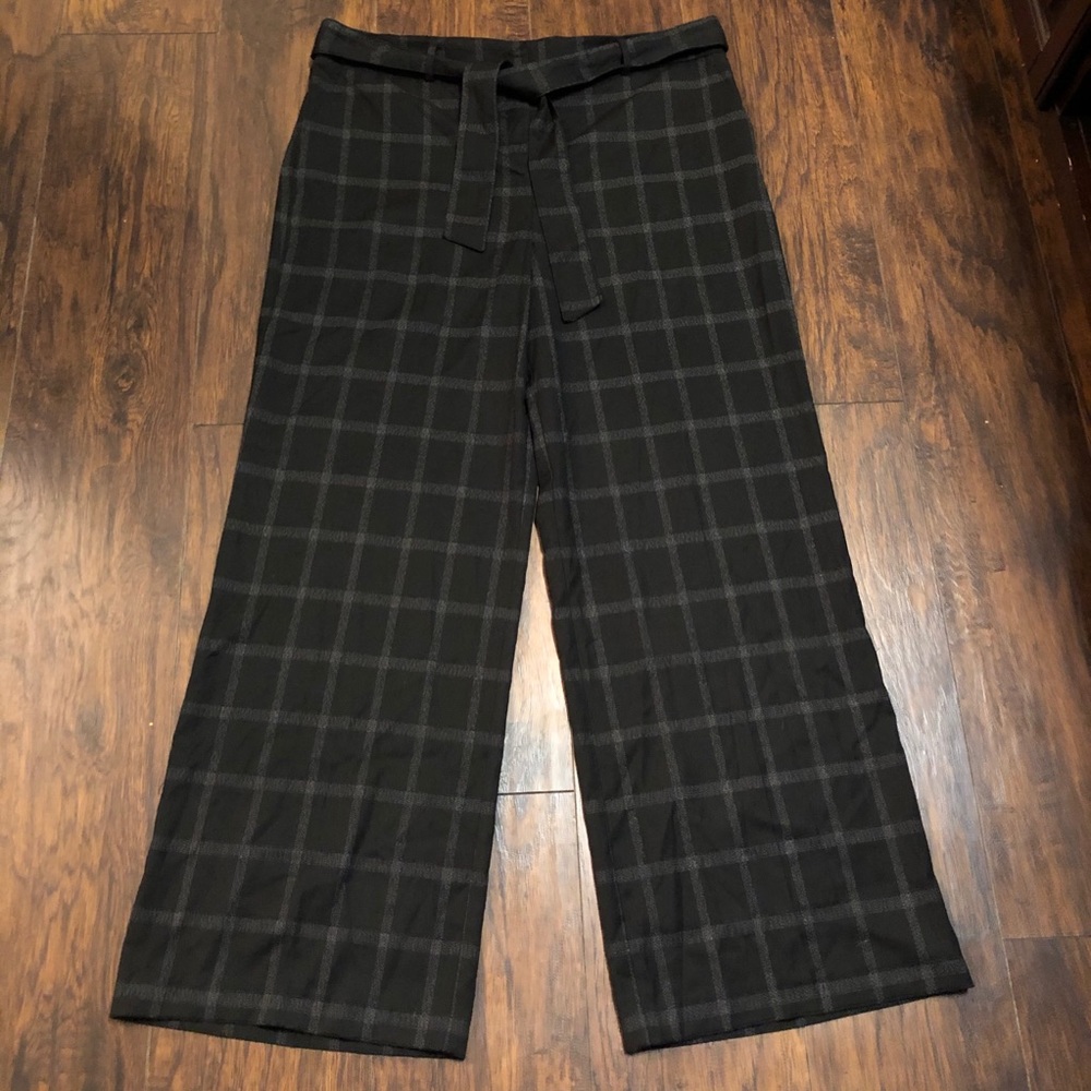 New York & Company Black Plaid Straight Leg Pants